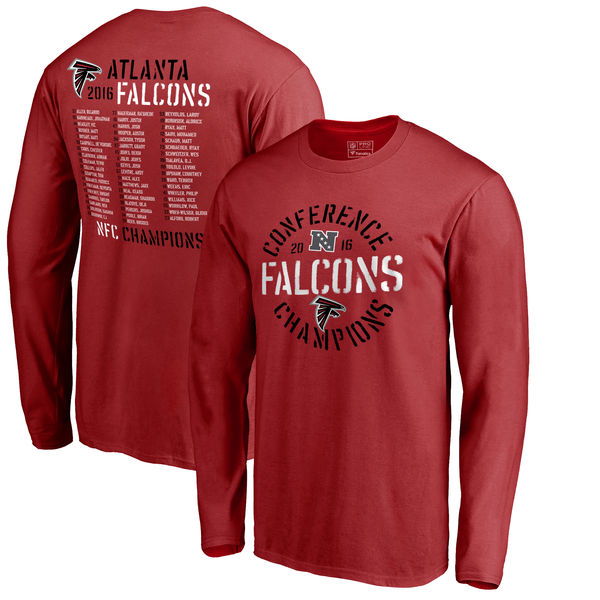 NFC Altanta Falcons Red Long Sleeve 2016 Champion T-Shirt