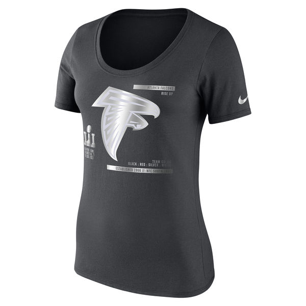 NFL Altanta Falcons Superbowl Women Black T-Shirt