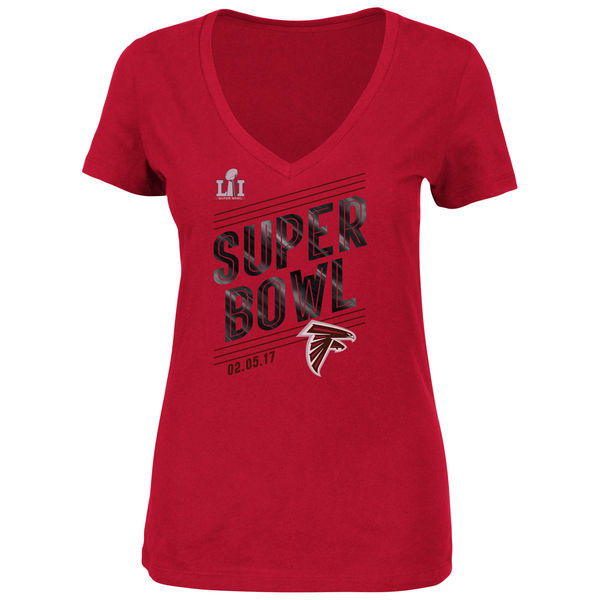 NFL Atlanta Falcons Women Red T-Shirt with Superbowl Patch