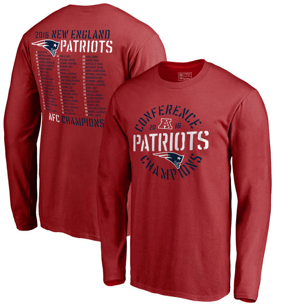 NFL New England Patriots Champions Red Long Sleeve Jersey