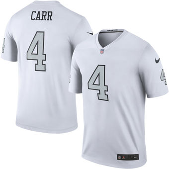 Kids Oakland Raiders #4 Derek Carr Nike White Color Rush Legend Jersey
