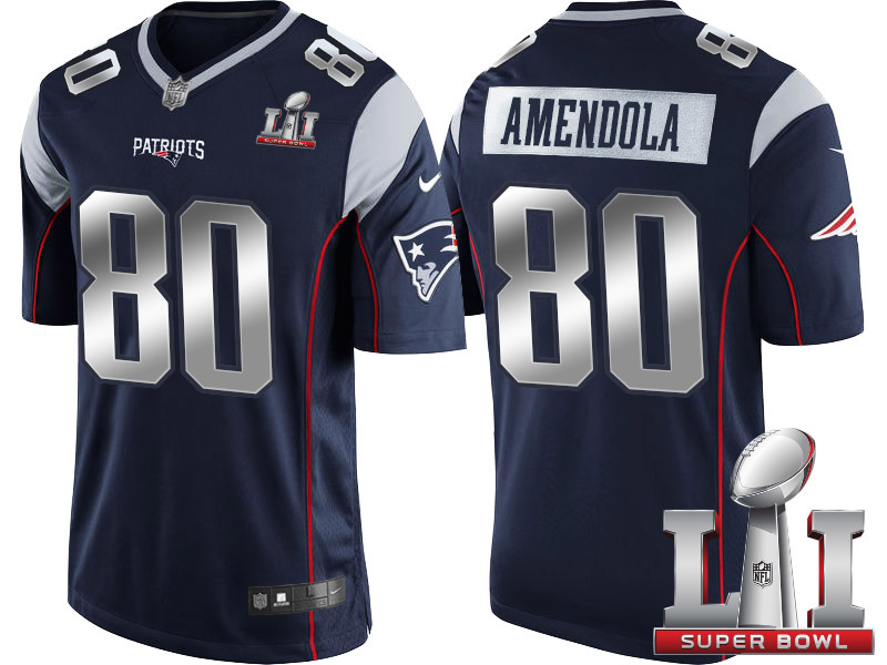 New England Patriots #80 Amendola Super Bowl LI Patch Game Jersey 