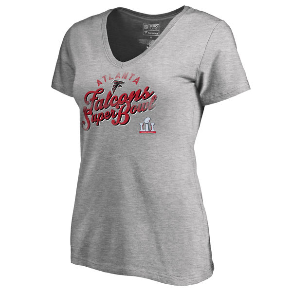 NFL Atlanta Falcons Grey Women Superbowl T-Shirt 