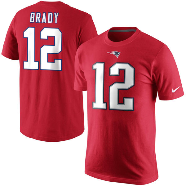 NFL New England Patriots #12 Brady Red T-Shirt