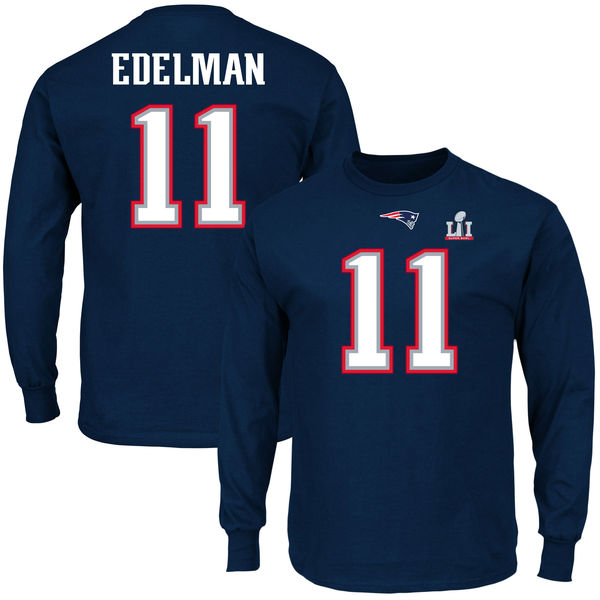 NFL New England Patriots #11 Edelman Long Sleeve T-Shirt