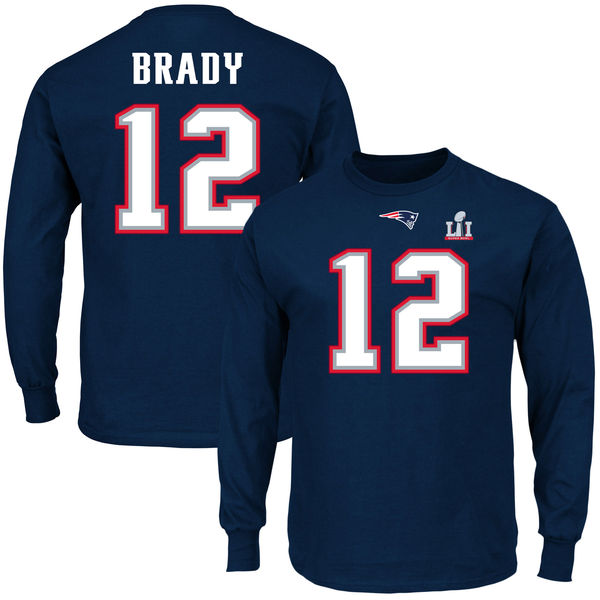 NFL New England Patriots #12 Brady Blue Superbowl T-Shirt