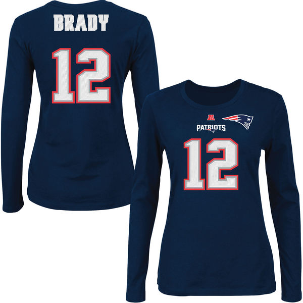 Womens NFL New England Patriots #12 Brady Long Sleeve T-Shirt
