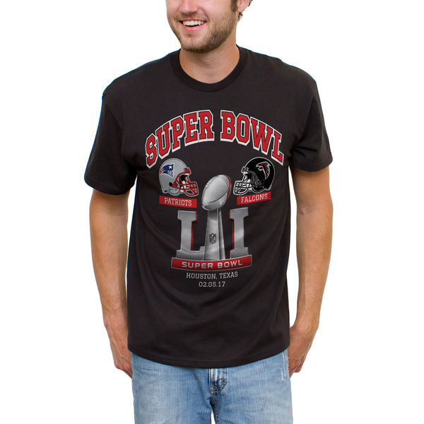 NFL Patriots vs Falcons Super Bowl Black T-Shirt