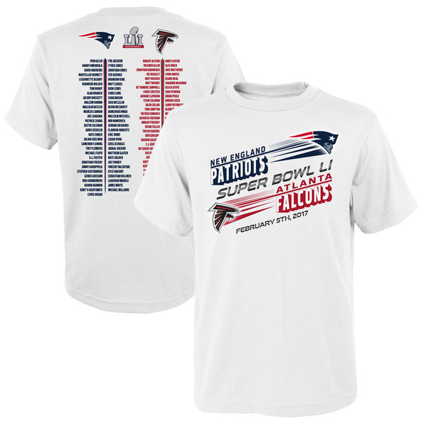 NFL Patriots vs Falcons Super Bowl White T-Shirt