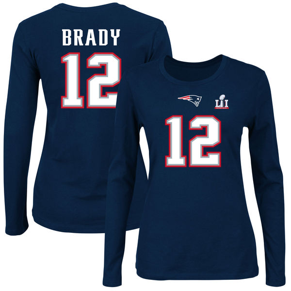 Womens NFL New England Patriots Long Sleeve Blue T-Shirt
