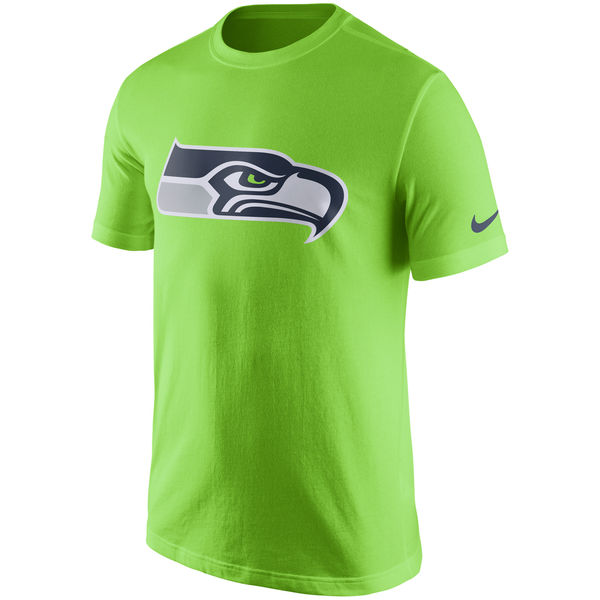 Mens Seattle Seahawks Nike Neon Green Essential Logo T-Shirt