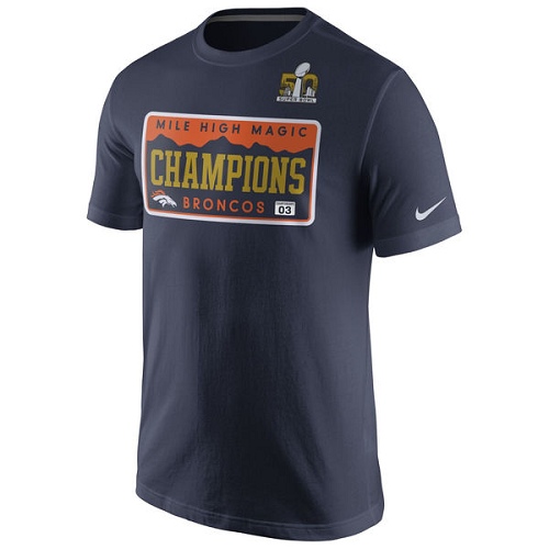 Mens Denver Broncos Nike Navy Super Bowl 50 Champions Celebration Local T-Shirt