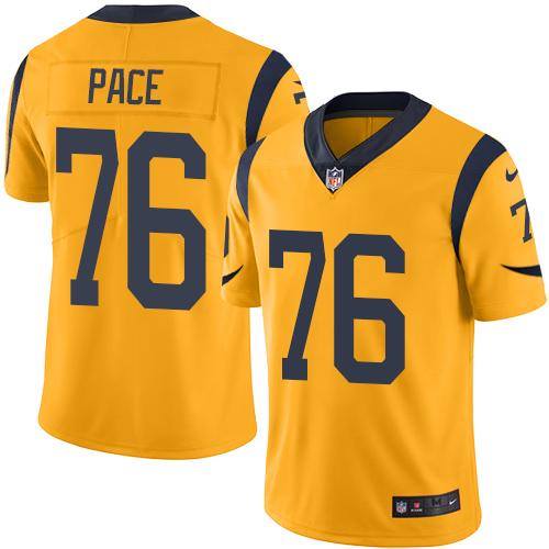 NFL Los Angeles Rams #76 Pace Yellow Vapor Limited Jersey