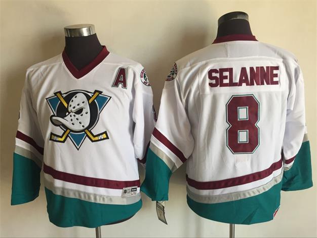 NHL Anaheim Ducks #8 Selanne White Kids Jersey