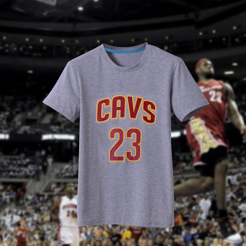 NBA Cleveland Cavaliers #23 James Mens Grey T-Shirt
