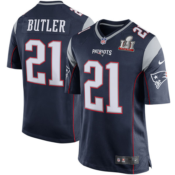 Malcolm Butler New England Patriots Nike Super Bowl LI Navy Elite Jersey 