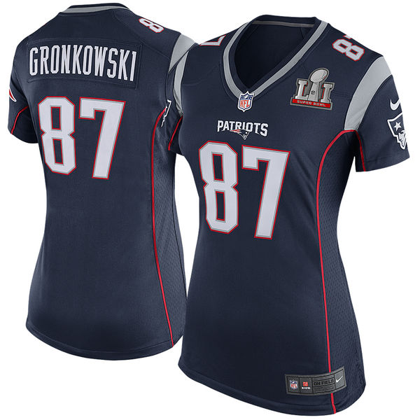 Rob Gronkowski New England Patriots Nike Womens Super Bowl LI Bound Game Jersey Navy 