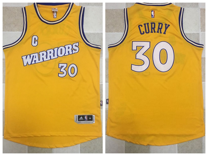 NBA Golden State Warriors #30 Curry Yellow Throwback Jersey--MZ