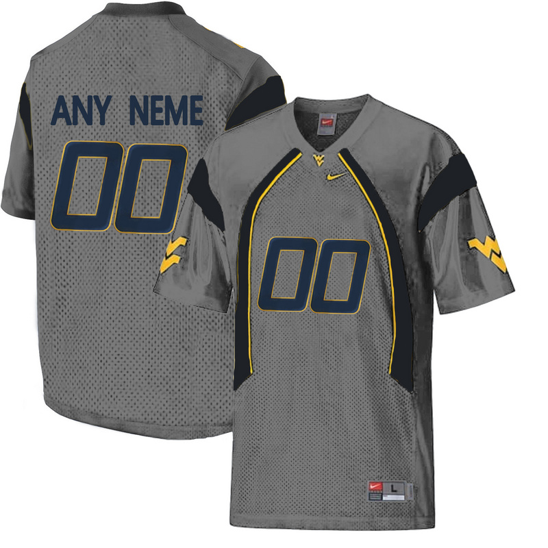 West Virginia Mountaineers Customized College Football Mesh Jersey - Grey