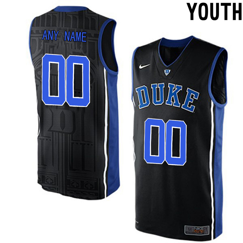 Youth Duke Blue Devils Customized V Neck College Basketball Elite Jersey - Black