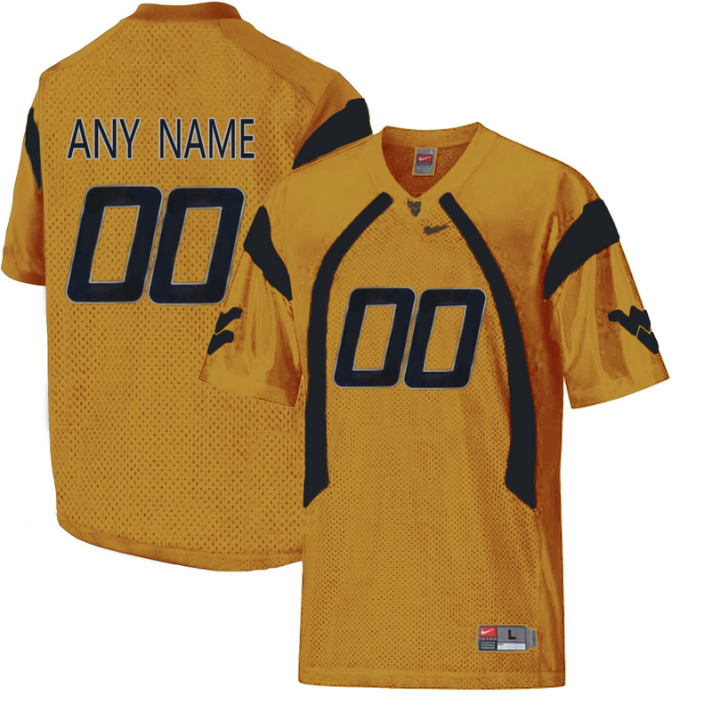 West Virginia Mountaineers Customized College Football Mesh Jersey - Gold