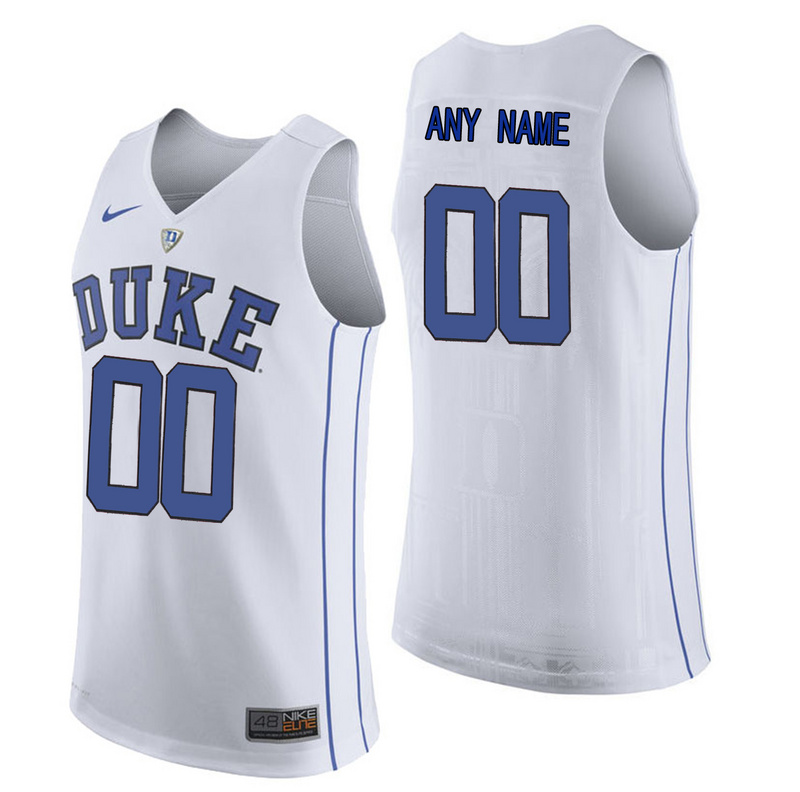 Mens Duke Blue Devils Customized Hyper Elite Authentic Performance Basketball Jersey - White