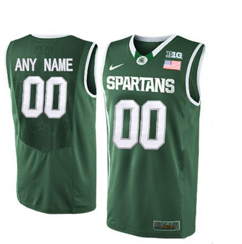 Michigan State Spartans Customized College Basketball Authentic Jersey - Green
