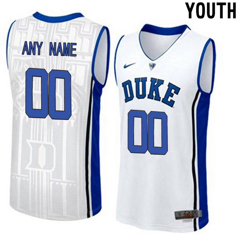 Youth Duke Blue Devils Customized V Neck College Basketball Elite Jersey - White