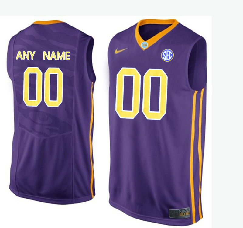 Mens LSU Tigers Customized College Basketball Elite Jersey - Purple