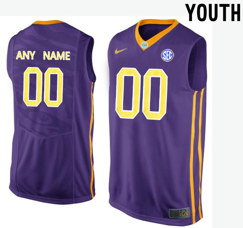 Youth LSU Tigers Customized College Basketball Elite Jersey - Purple