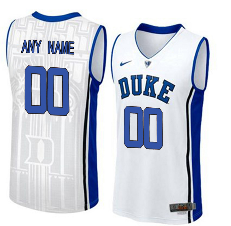 Mens Duke Blue Devils Customized V Neck College Basketball Elite Jersey - White