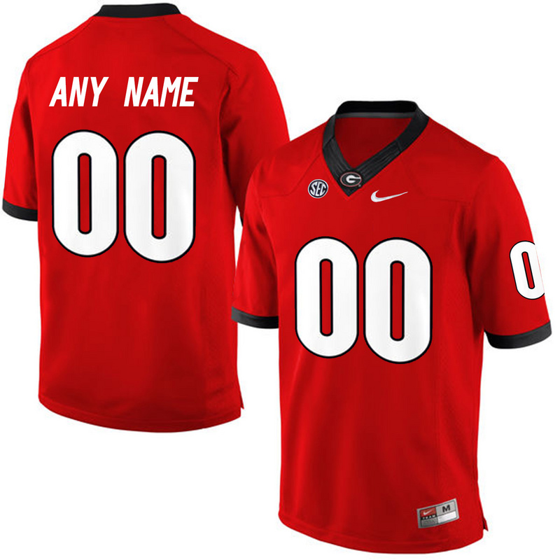 Mens Georgia Bulldogs Customized College Football Limited Jerseys - Red