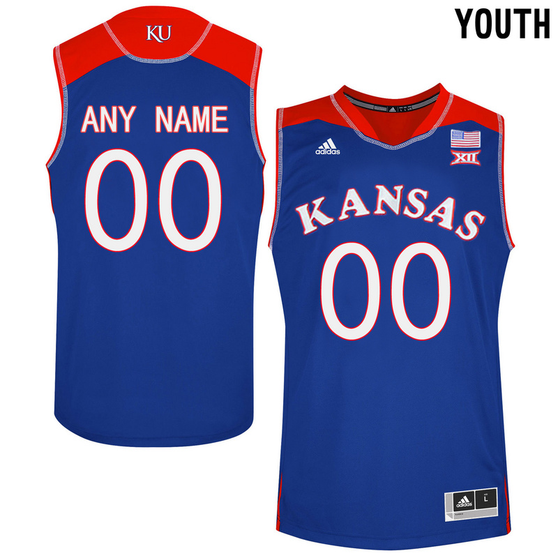 2016 Youth Kansas Jayhawks Customized College Basketball Authentic Jersey - Royal Blue