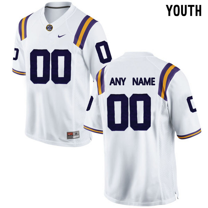 2016 Youth LSU Tigers Customized College Football Limited Jersey - White