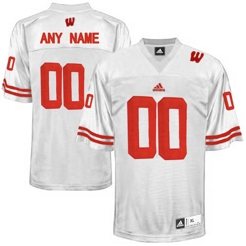 Mens Wisconsin Badgers Customized College Football Jersey - White
