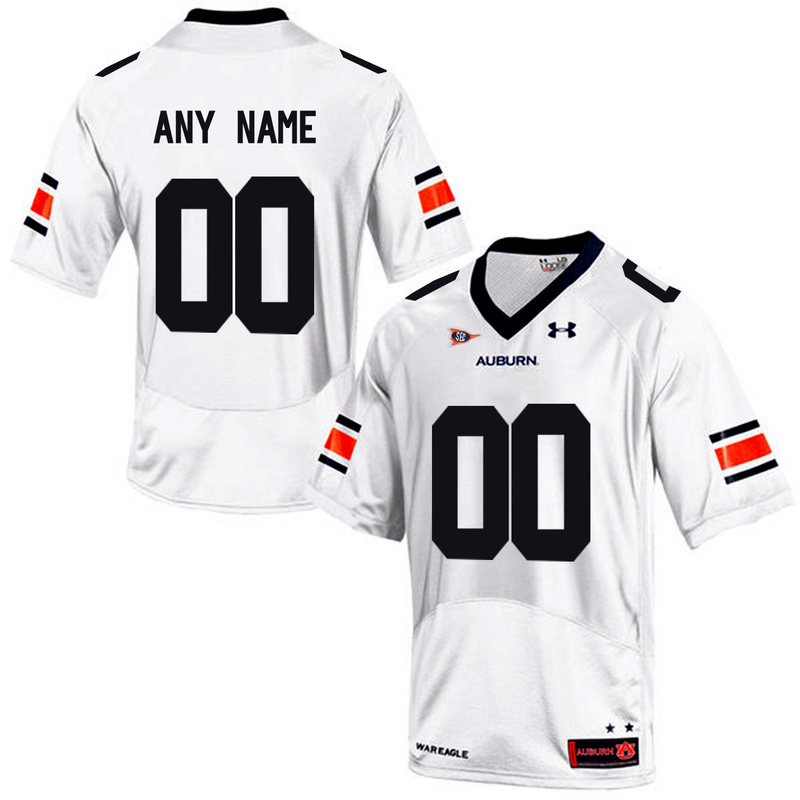 Mens Under Armour Customized Auburn Tigers College Football Jersey - White 