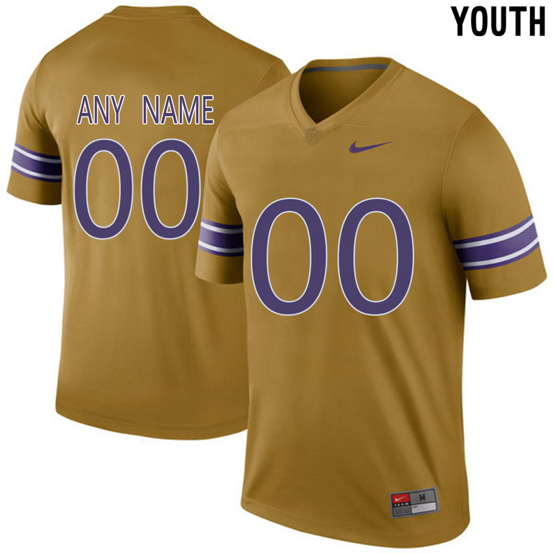 2016 Youth LSU Tigers Customized College Football Limited Throwback Legand Jersey - Gridiron Gold