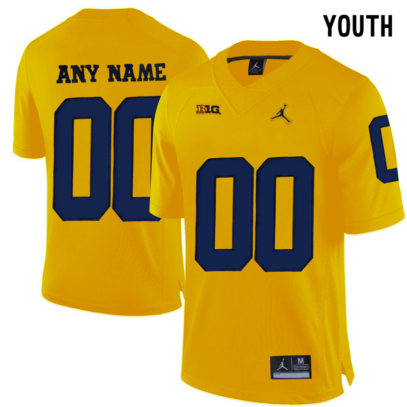 2016 Youth Jordan Brand Michigan Wolverines Customized College Football Limited Jersey - Yellow