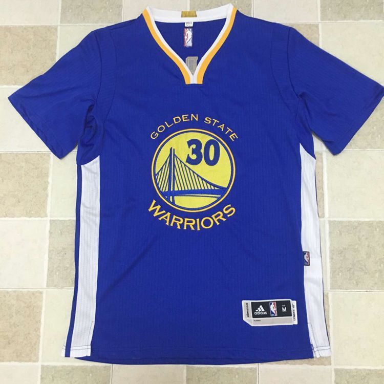 NBA Golden State Warriors #30 Curry Blue Stitched Logo Short Sleeve Jersey-MZ