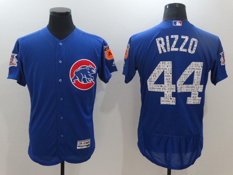 MLB Chicago Cubs #44 Rizzo Blue Spring Trainging Jersey