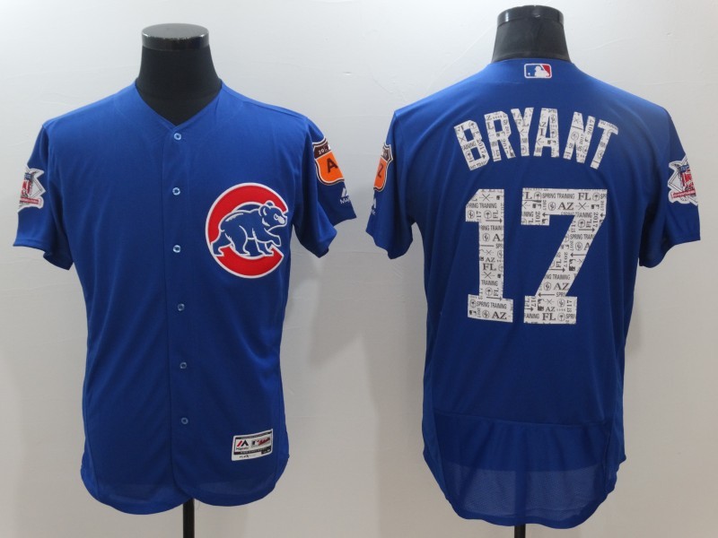 MLB Chicago Cubs #17 Bryant Blue Spring Trainging Jersey