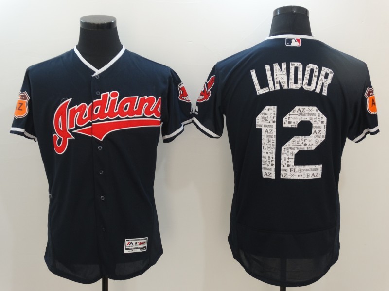 MLB Cleveland Indians #12 Lindor Spring Trainging Jersey