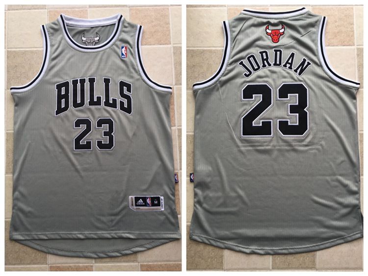 NBA Chicago Bulls #23 Jordan Grey All Stitched Jersey--MZ