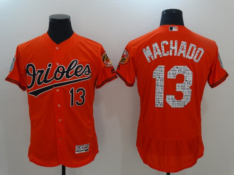 MLB Baltimore Orioles #13 Machado Orange Spring Training Jersey