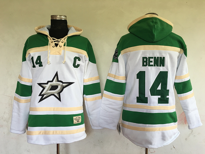 NHL Dallas Stars #10 Benn White Green Hoodie