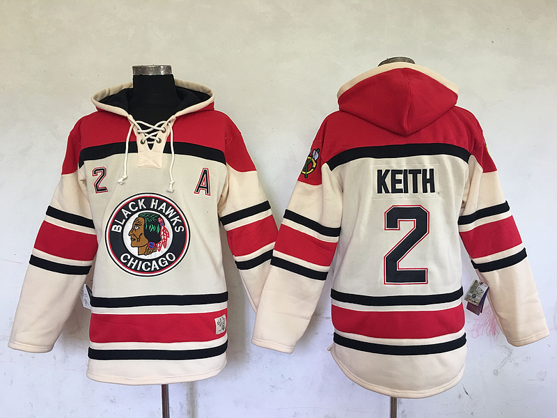 NHL Chicago Blackhawks #2 Keith Cream Red Hoodie