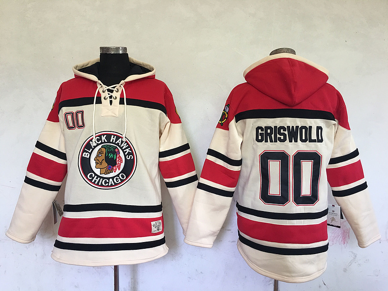 NHL Chicago Blackhawks #00 Griswold Cream Red Hoodie