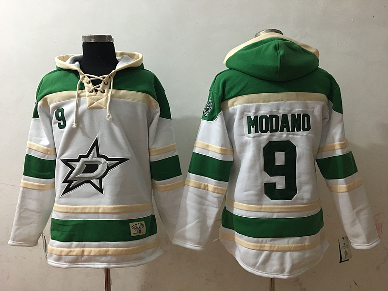 NHL Dallas Stars #9 Modano White Green Hoodie