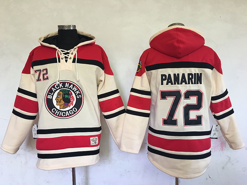 NHL Chicago Blackhawks #72 Panarin Cream Red Hoodie
