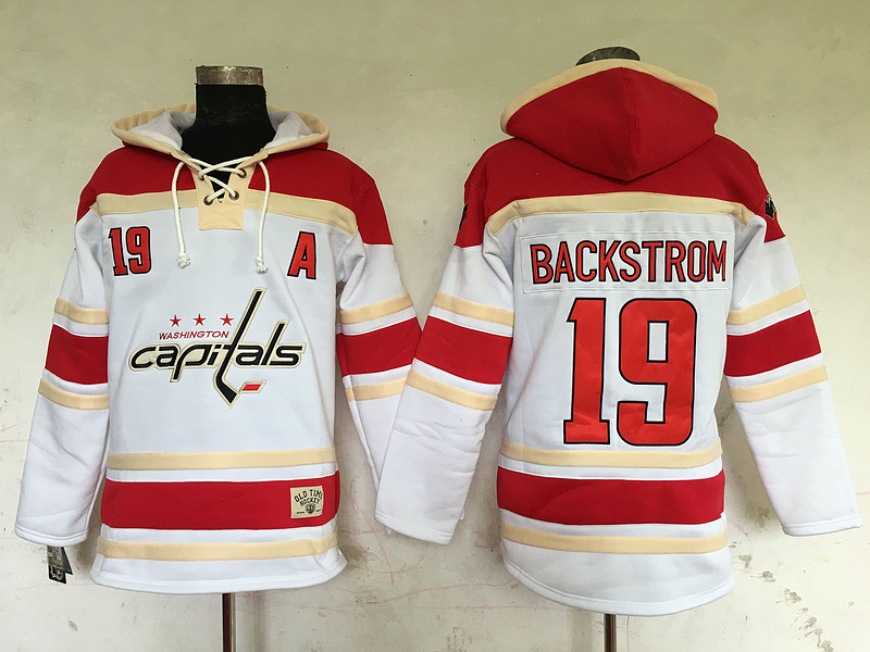 NHL Washington Capitals #19 Backstrom White Red Hoodie